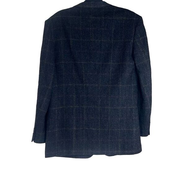 Pierre Cardin 42R Vintage 100% Wool Blazer Jacket Gray Windowpane Two Button - Picture 2 of 14